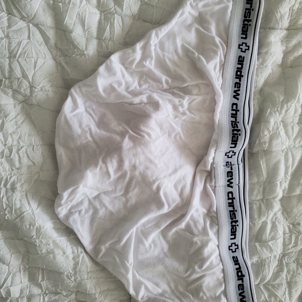 White Andrew Christian briefs, large